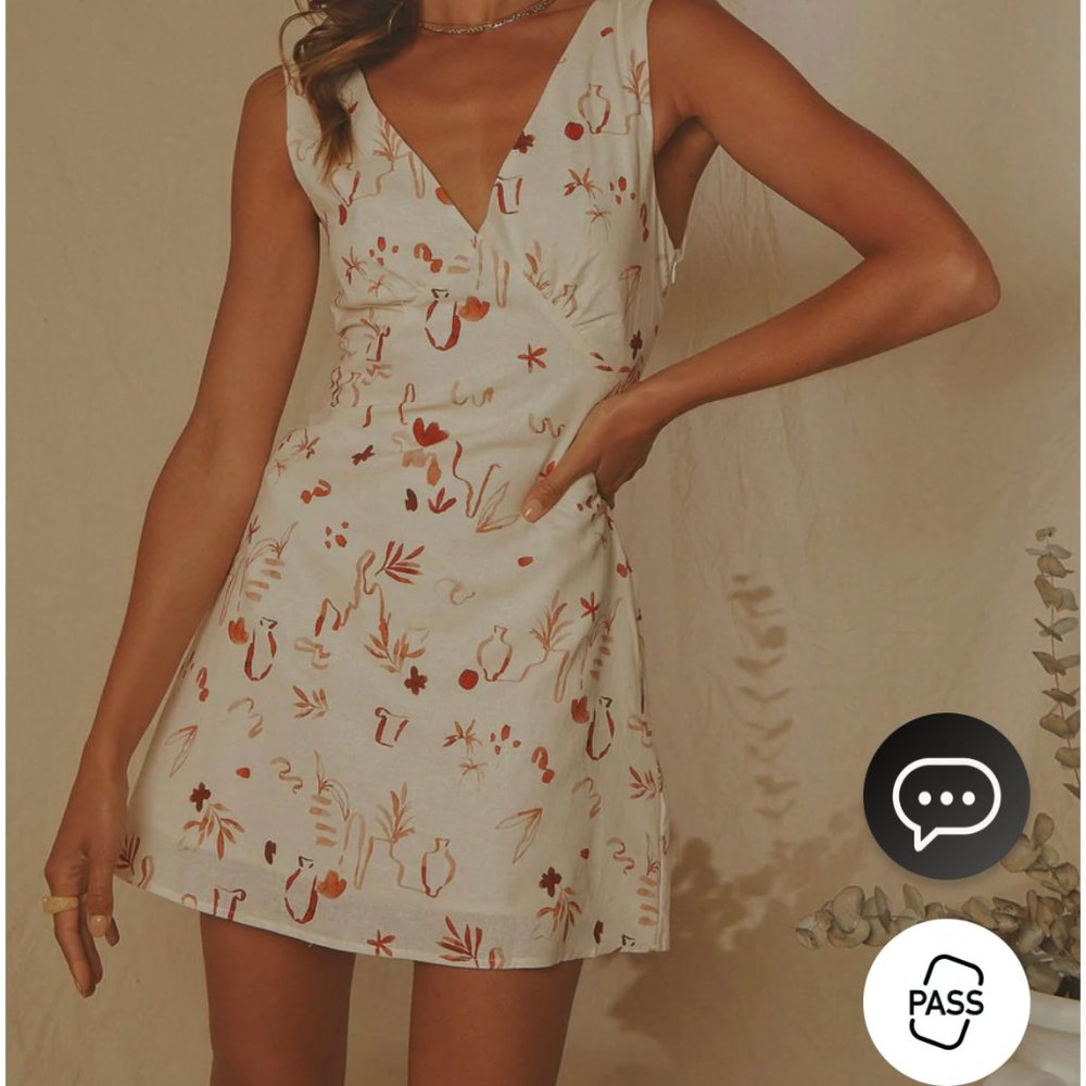 PepperMayo Audrey Vintage Slip Linen Dress - Safari Size US 6